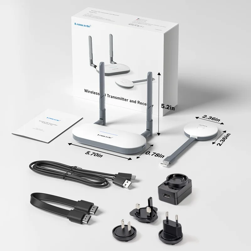 LEMORELE G60 2.4G / 5G Dual Band USB-A Wireless Presentation System 1080P HD Video Transmitter Receiver Set