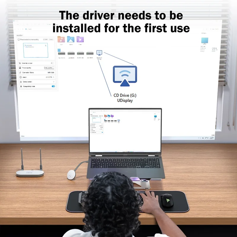 LEMORELE G60 2.4G / 5G Dual Band USB-A Wireless Presentation System 1080P HD Video Transmitter Receiver Set