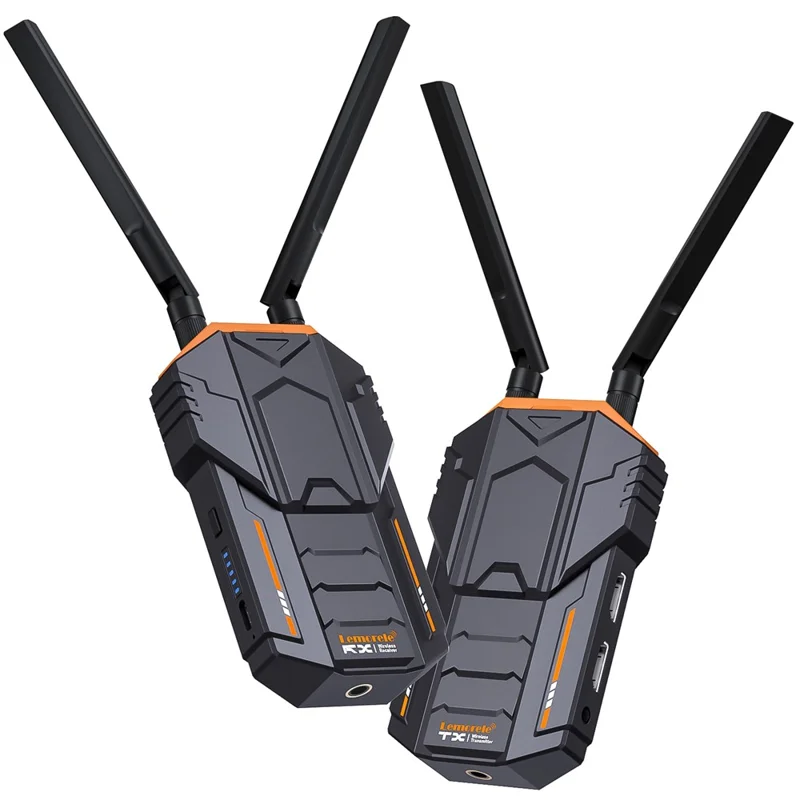 Беспроводная система передачи видеосигнала LEMORELE R100, комплект передатчика и приемника, диапазон до 200 м — черный