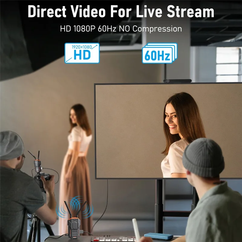 Беспроводная система передачи видеосигнала LEMORELE R100, комплект передатчика и приемника, диапазон до 200 м — черный