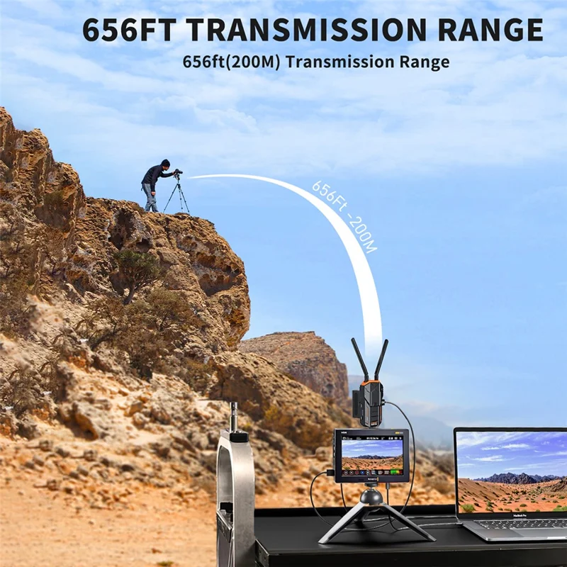 LEMORELE R100 PLUS HDTV Wireless Video Transmitter Receiver Set with 2 Batterys for Photography Videography - Black