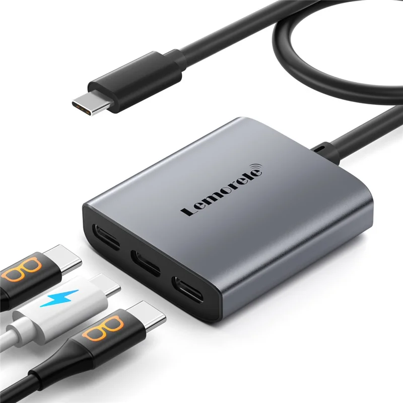 LEMORELE TC520 Type-C Docking Station Dual USB-C Output 4K / 60Hz Video Expansion Hub with 100W PD Charging Port