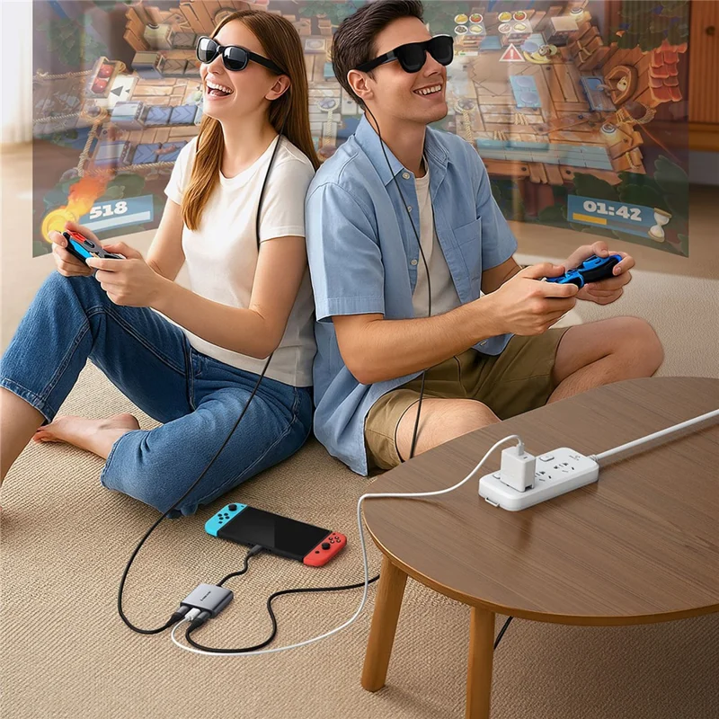 LEMORELE TC520 Type-C Docking Station Dual USB-C Output 4K / 60Hz Video Expansion Hub with 100W PD Charging Port