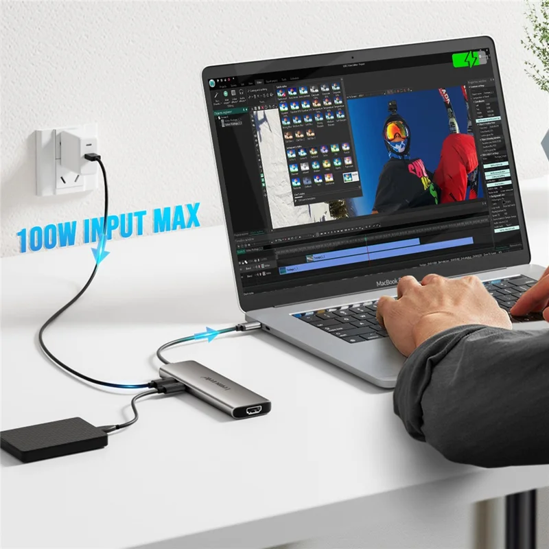 LEMORELE TC38 USB C Hub 8 in 1 Docking Station with 3x USB 3.0 / 4K HD / PD 100W / SD TF Card Reader