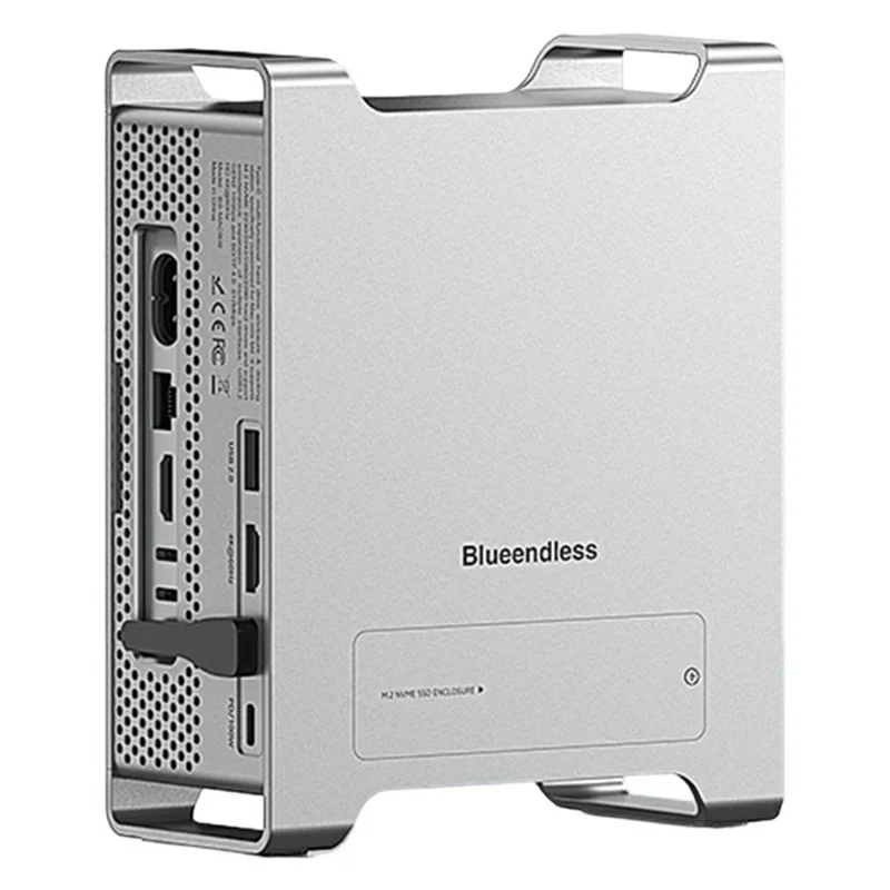 BLUEENDLESS MAC909 Concentrador Tipo-C de 9 en 1, Estación de Acoplamiento con USB, Tarjeta TF, SD, PD 100W, Caja para SSD, 4K 60Hz - Gris Plateado