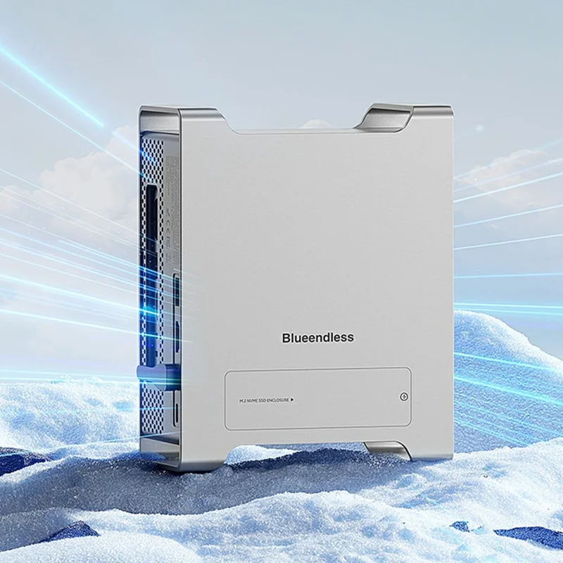 BLUEENDLESS MAC909 Concentrador Tipo-C de 9 en 1, Estación de Acoplamiento con USB, Tarjeta TF, SD, PD 100W, Caja para SSD, 4K 60Hz - Gris Plateado