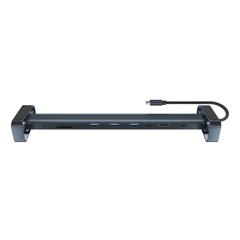 TC212 10 i 1 USB-C HD-dockstation, vertikal hub med USB3.0, RJ45, opladning og USB Type-C til MacBook og laptop – Grå