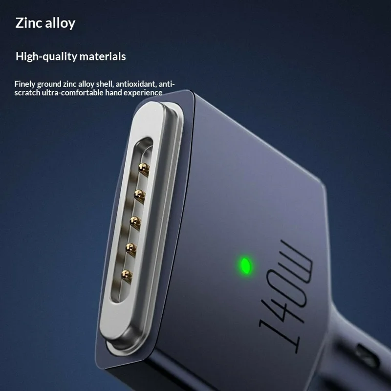 D039 2m USB-C to Compatible with MagSafe 3 Nylon Braided 140W PD Fast Charging Cable for MacBook Pro 16 Inch - Midnight Blue