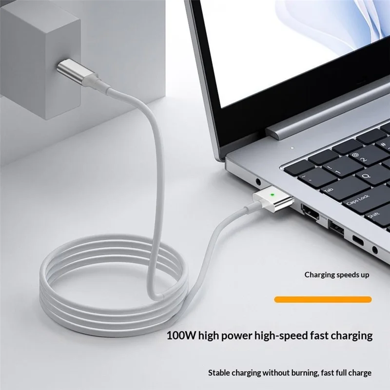 D036 1.8m USB-C Male to Compatible with MagSafe 2 Charging Cable 100W PD Fast Charging Cord for MacBook Air  /  Pro 2012-2016 - White  /  Silver