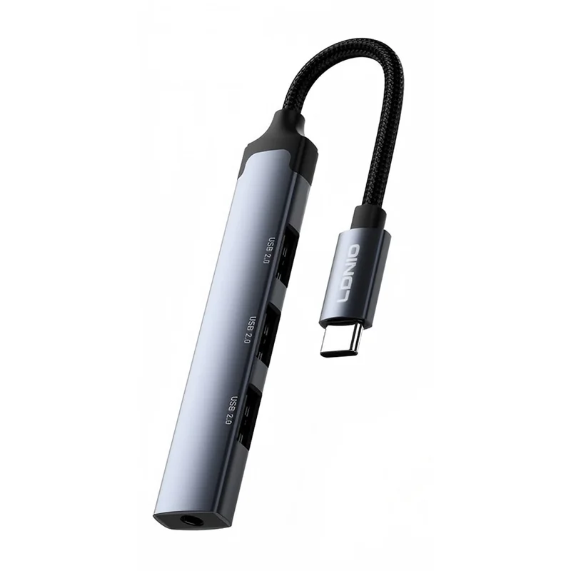 LDNIO DS-104C USB-C Hub Adapter 3 USB 2.0 Port+3.5mm Audio Interface 4-in-1 Expansion Dock for Laptop Tablet - Grey