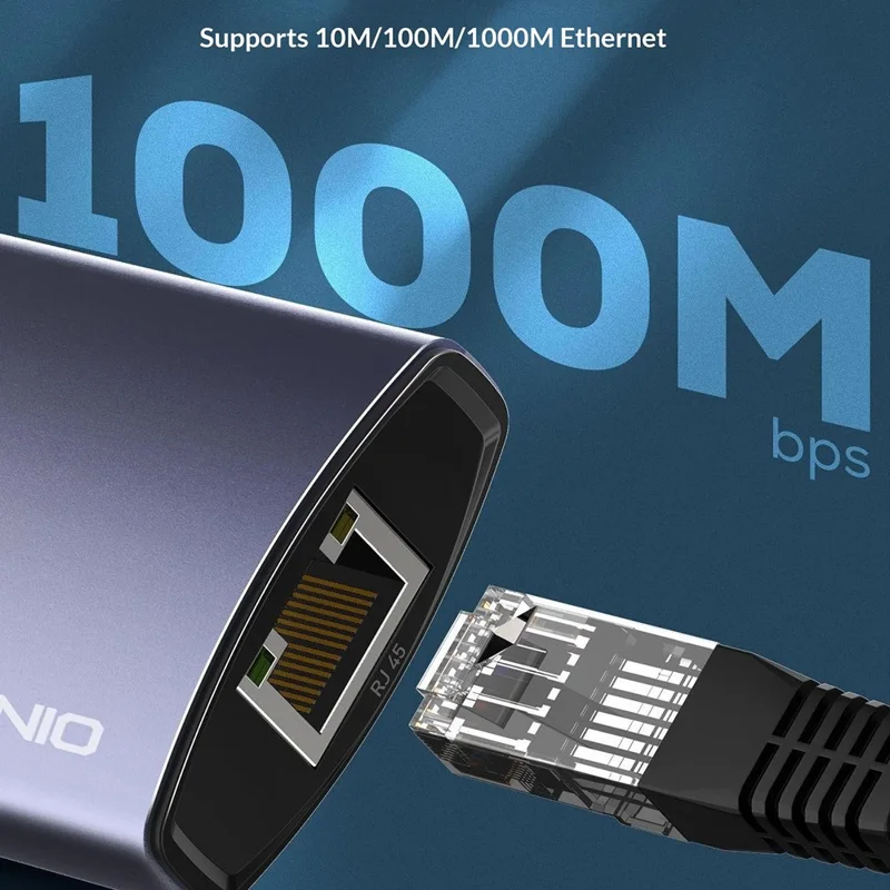 LDNIO DS-124C USB-C Hub 4-in-1 Docking Station Type-C to 3xUSB 3.0+RJ45 Gigabit Ethernet Adapter for Laptop
