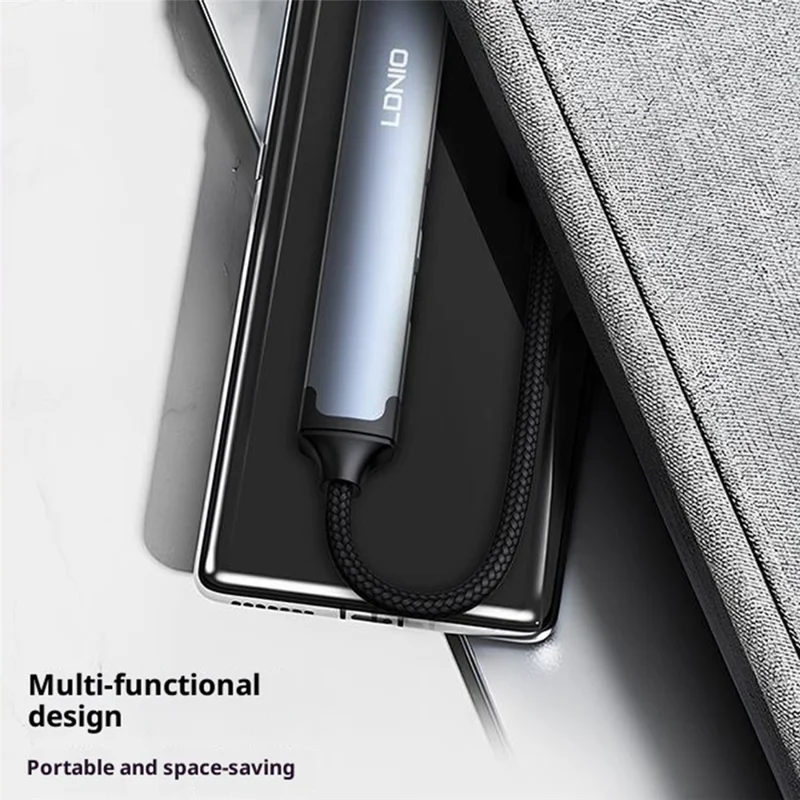 LDNIO DS-134U USB-A to 4-Port USB 3.0 Hub with 10cm Cable 5Gbps High Speed Data Transfer Adapter - Grey