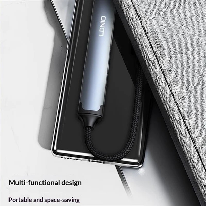 LDNIO DS-134C USB-C to 4-Port USB 3.0 Hub 5Gbps High Speed Data Transfer Adapter for MacBook Laptop - Grey