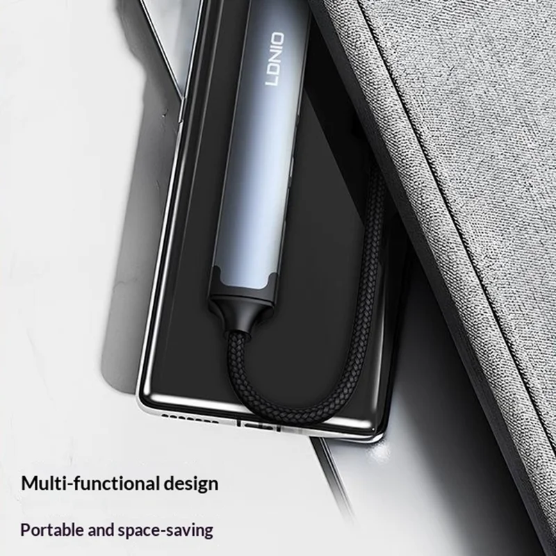 LDNIO DS-144U USB-A to 3-Port USB3.0 RJ45 Gigabit Ethernet Adapter Hub with 1.2m Cable - Grey