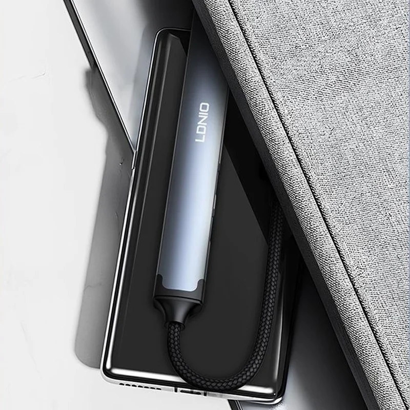 LDNIO DS-144C 4 in 1 USB-C Hub 3 USB3.0 Ports + RJ45 Gigabit Ethernet Adapter for Laptop - Grey