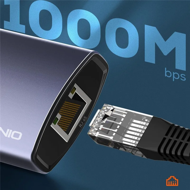 LDNIO DS-144C 4 in 1 USB-C Hub 3 USB3.0 Ports + RJ45 Gigabit Ethernet Adapter for Laptop - Grey