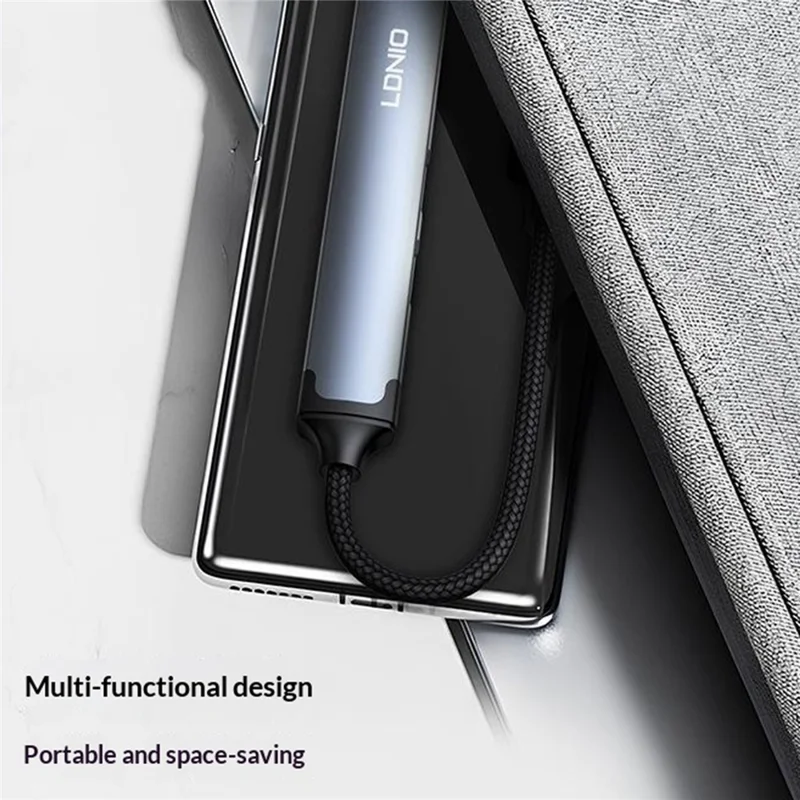 LDNIO DS-144UC USB-C + USB-A to 3-Port USB3.0 Splitter Hub RJ45 Gigabit Ethernet Adapter - Grey