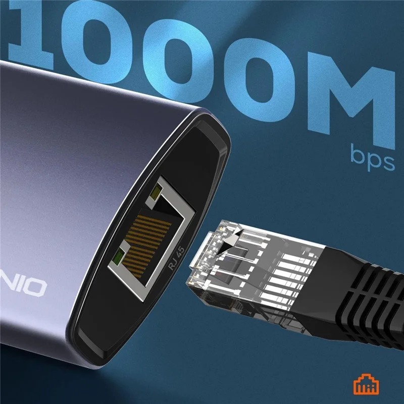 LDNIO DS-144UC USB-C + USB-A to 3-Port USB3.0 Splitter Hub RJ45 Gigabit Ethernet Adapter - Grey