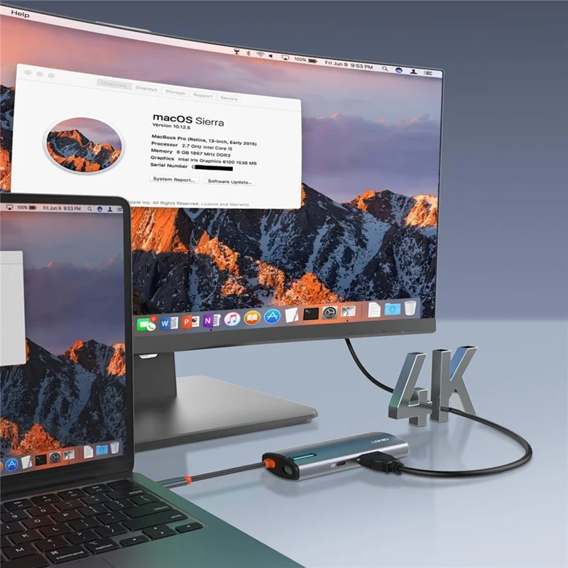 LDNIO DS-18H 8 in 1 USB-C Hub PD 100W Fast Charging 4K / 30Hz HD Gigabit Ethernet Adapter SD / TF Card Reader - Grey