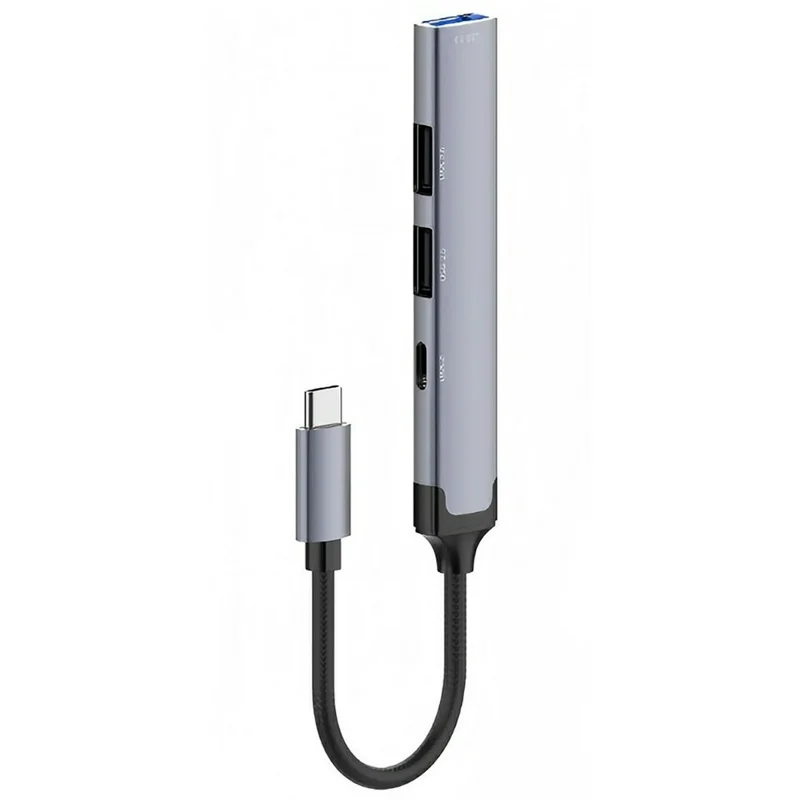 LDNIO DS-34C USB-C Hub 4 in 1 Adapter Type-C to USB3.0 5Gbps + 2 USB2.0 + Type-C Splitter for Laptop Tablet - Grey