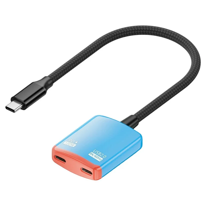 D0249 Type-C Hub 2 in 1 Converter 100W PD Snelle Opladen 8K@60Hz HD Weergave voor AR-bril Gamingconsole - Rood / Blauw