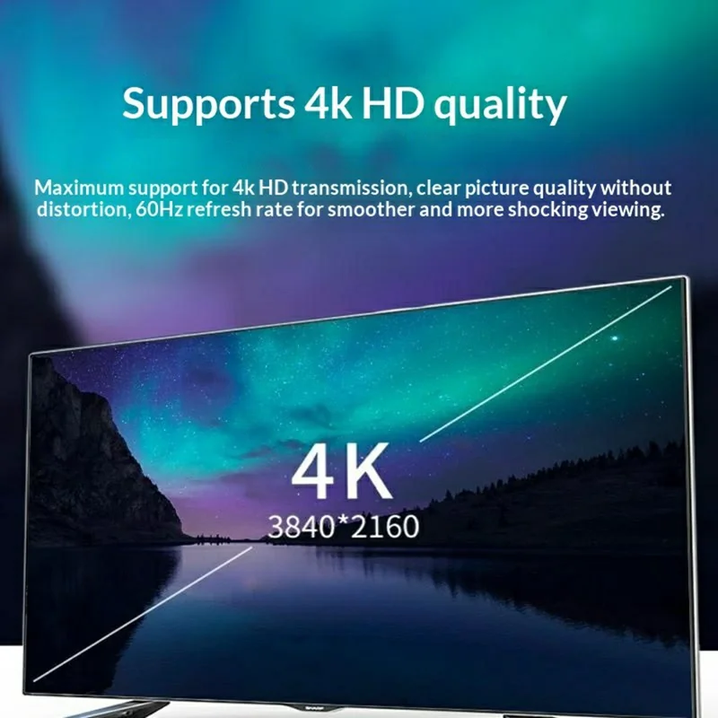 HD023 1,8 m Type-C till HD-kabel 4K@60Hz videoadapter för MacBook iPad Android – Svart