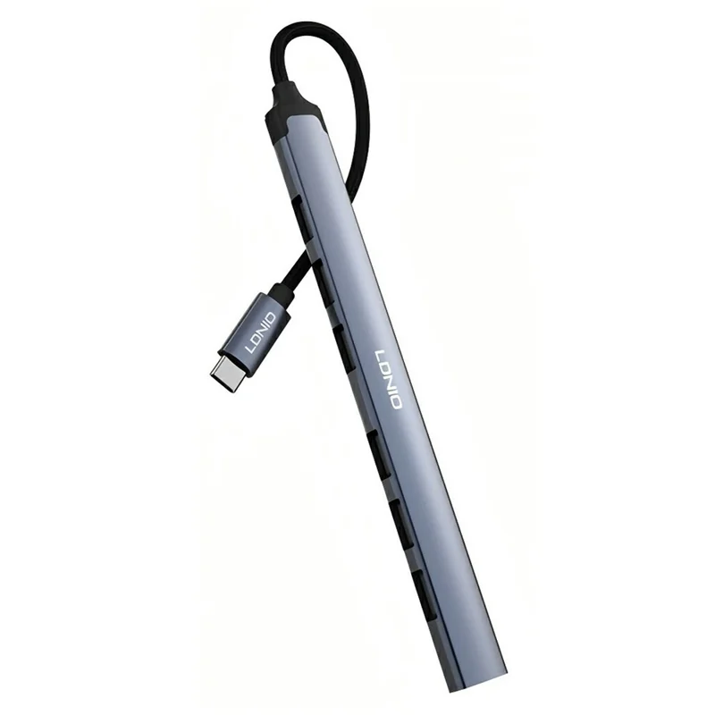 LDNIO DS-87C 7 в 1 USB-C концентратор USB 3.0 + USB 2.0 разветвитель из алюминиевого сплава, адаптер для высокоскоростной передачи данных - Серый