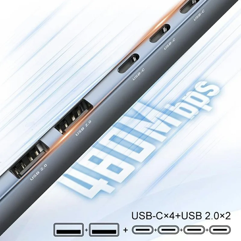 LDNIO DS-87C 7 в 1 USB-C концентратор USB 3.0 + USB 2.0 разветвитель из алюминиевого сплава, адаптер для высокоскоростной передачи данных - Серый
