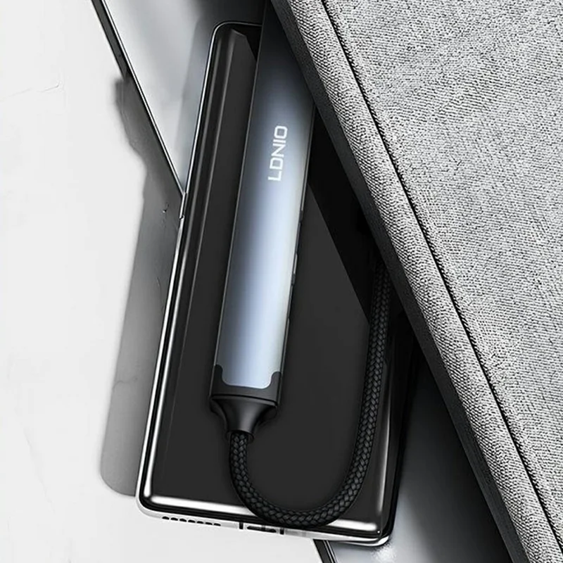 LDNIO DS-87C 7 в 1 USB-C концентратор USB 3.0 + USB 2.0 разветвитель из алюминиевого сплава, адаптер для высокоскоростной передачи данных - Серый