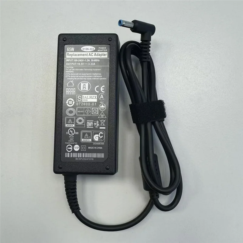 65W 19.5V 3.33A Power Adapter for HP Laptop Blue Tip 4.5x3.0mm Power Charger with 1.2m Cable - EU Plug