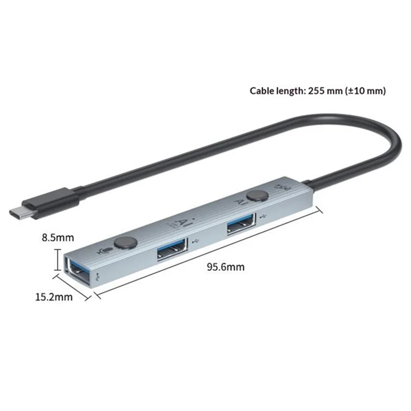 YCE V323 5-in-1 AI Voice Hub Type-C to 3 USB 2.0 Translator 146 Languages Real-time Translation - Grey