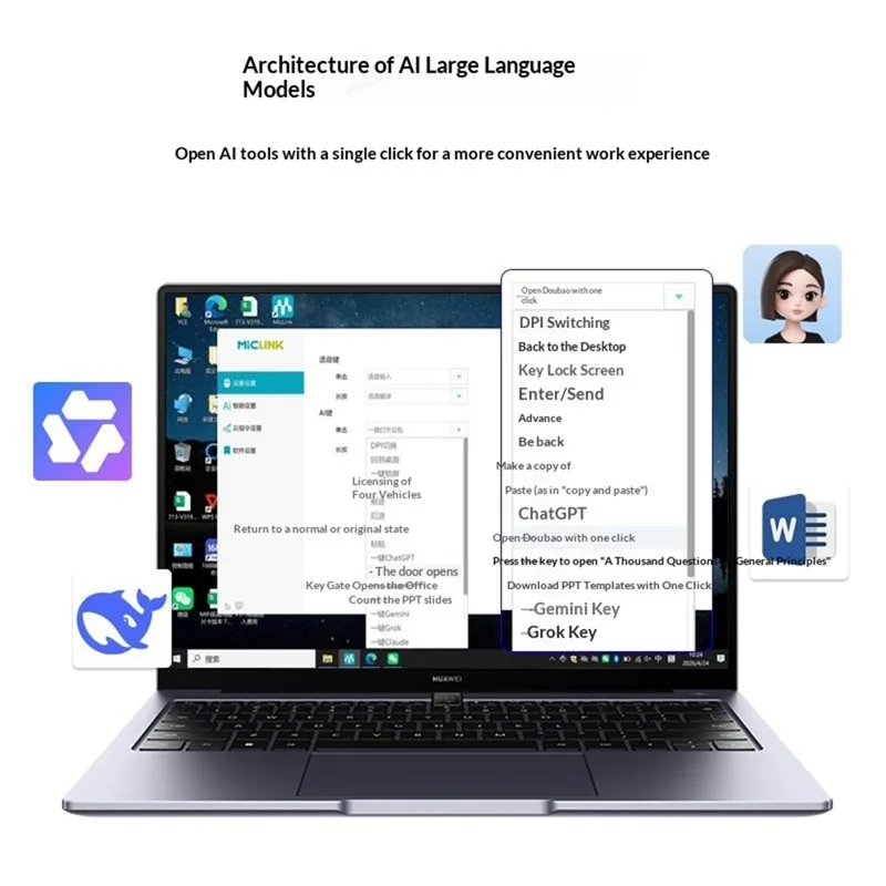 YCE V323 5-in-1 AI Voice Hub Type-C to 3 USB 2.0 Translator 146 Languages Real-time Translation - Grey