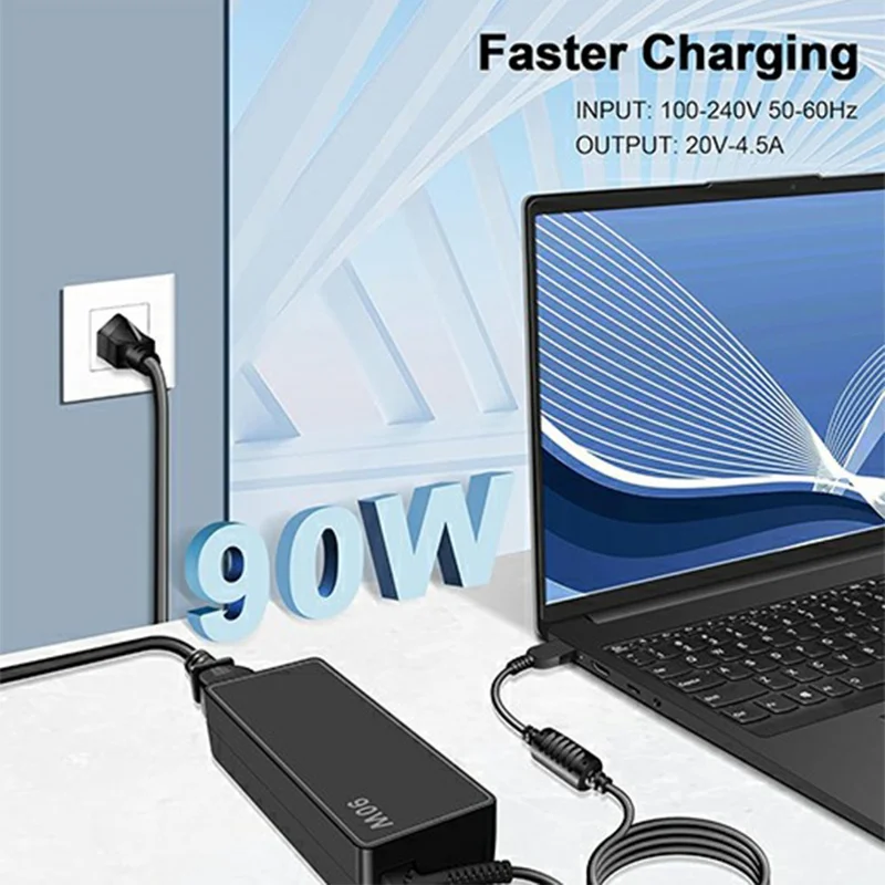 Für Lenovo ThinkPad T460 / T550 / X250 / E450 90W Laptop-Ladegerät Netzteil 20V / 4,5A gelber quadratischer Stecker – US-Stecker