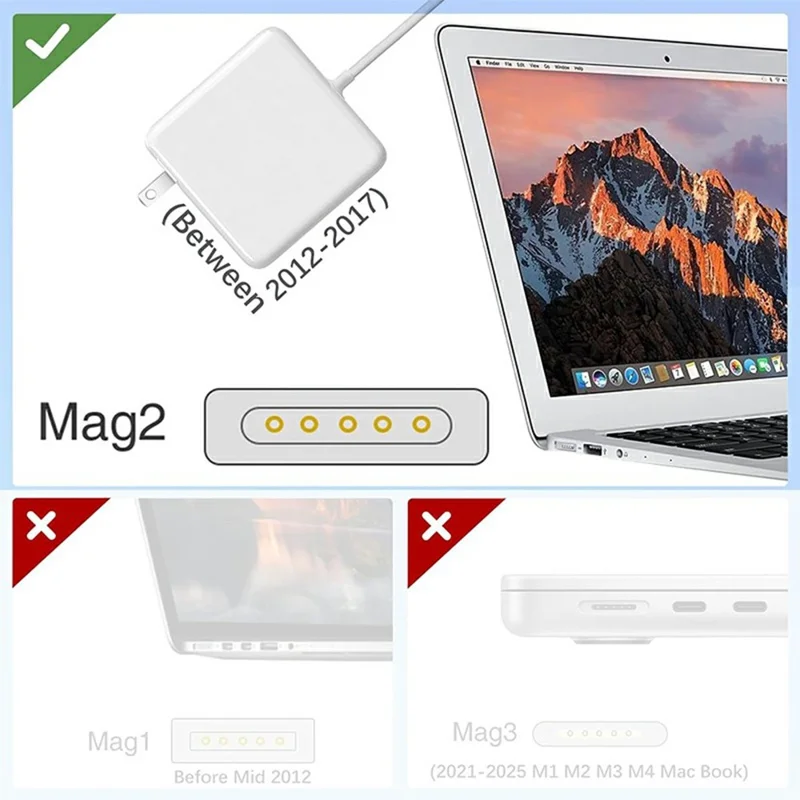 60 W Mag2 T-Tip-Netzteil für MacBook Pro 13 Zoll mit Retina Display (2015) A1502 / (2013) / (2012) A1425 – US-Stecker