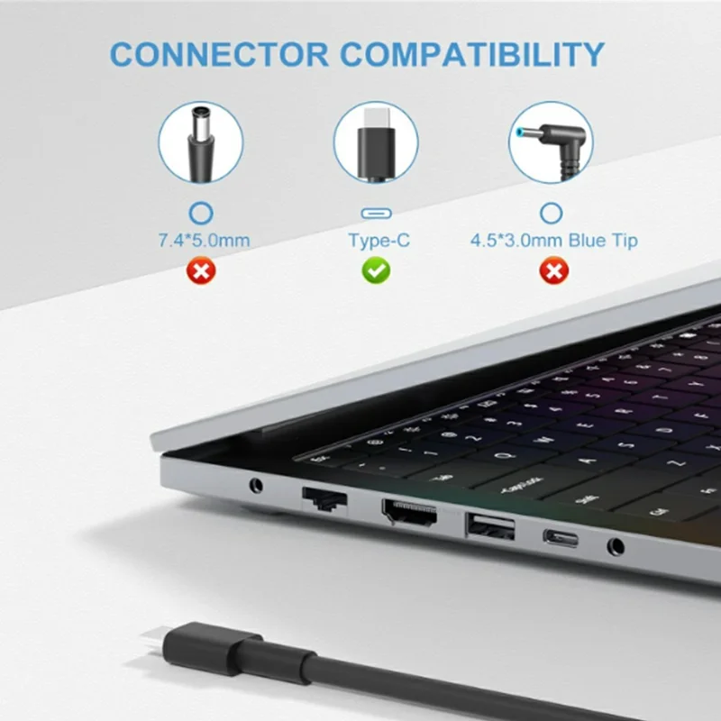 65 W USB-C PD-Ladegerät 20 V 3,25 A Netzteil für Dell Pro 14 / Pro 16 / 14 Plus – US-Stecker