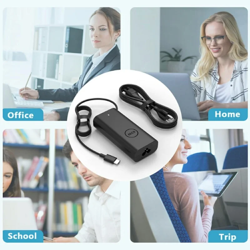 65 W USB-C PD-Ladegerät 20 V 3,25 A Netzteil für Dell Pro 14 / Pro 16 / 14 Plus – US-Stecker