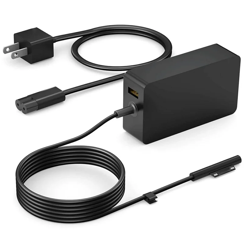44W Laptop Charger for Microsoft Surface Pro 3 / 4 / 5 / 6 / 7 15V / 2.58A Power Adapter with 5V / 1A USB Port - US Plug