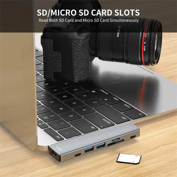 ENKAY HAT PRINCE Адаптер Type-C с выходом на HD 4K с USB-C USB3.0 TF SD Card Reader Slot PD Fast Charging для MacBook Computer