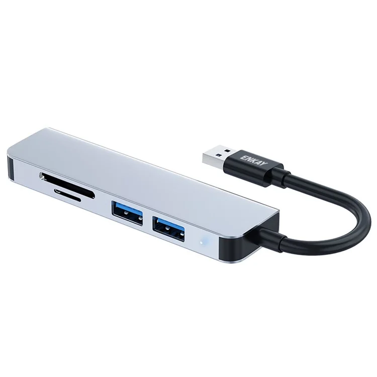 ENKAY HAT PRINCE 5-in-1 USB Hub  Multi-Port Adapter Converter to USB3.0 + 2xUSB2.0 + SD / TF Card Reader for Extended Monitor PC Laptop Desktop