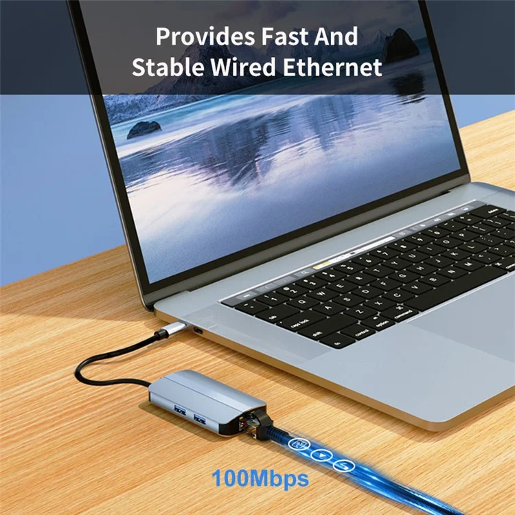 JUNSUNMAY JSM-HUB003 Type-C концентратор-адаптер 6-в-1 USB-C док-станция разветвитель, поддержка 4K HD видео, 100 Мбит/с, 87 Вт PD зарядка Конвертер