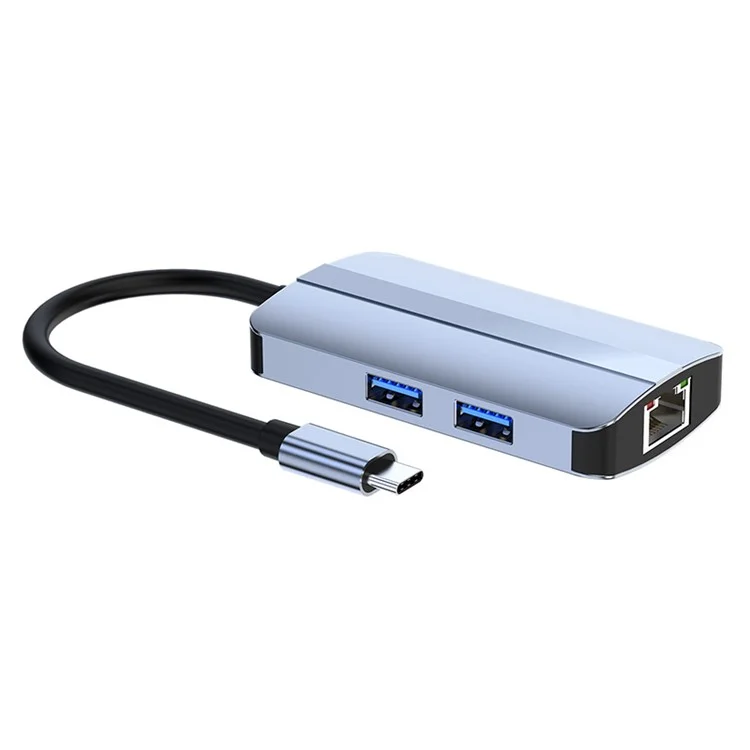 Junsunmay JSM-HUB003 Tipo-c Hub Adapter 6-in-1 USB-C Estación de Acoplamiento Soporte 4K HD Video, 100Mbps, 87W PD Cargo Converter