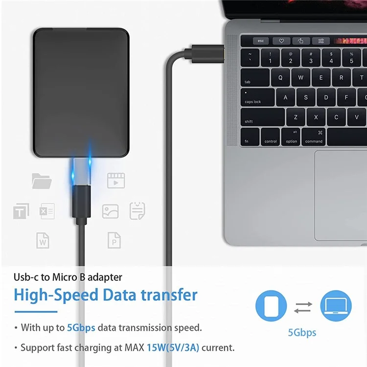 JUNSUNMAY 2Pcs Type-C Fêmea para USB 3.0 Micro B Macho Adaptador de Liga de Alumínio Laptop PC Hard Drive Conversor Conector
