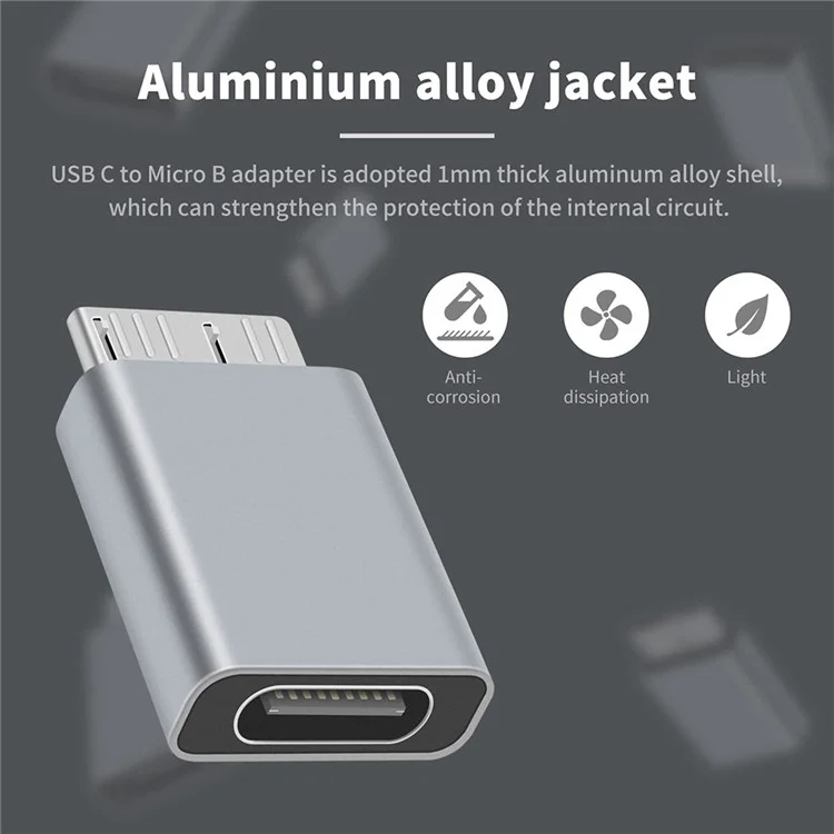 JUNSUNMAY 2Pcs Type-C Fêmea para USB 3.0 Micro B Macho Adaptador de Liga de Alumínio Laptop PC Hard Drive Conversor Conector