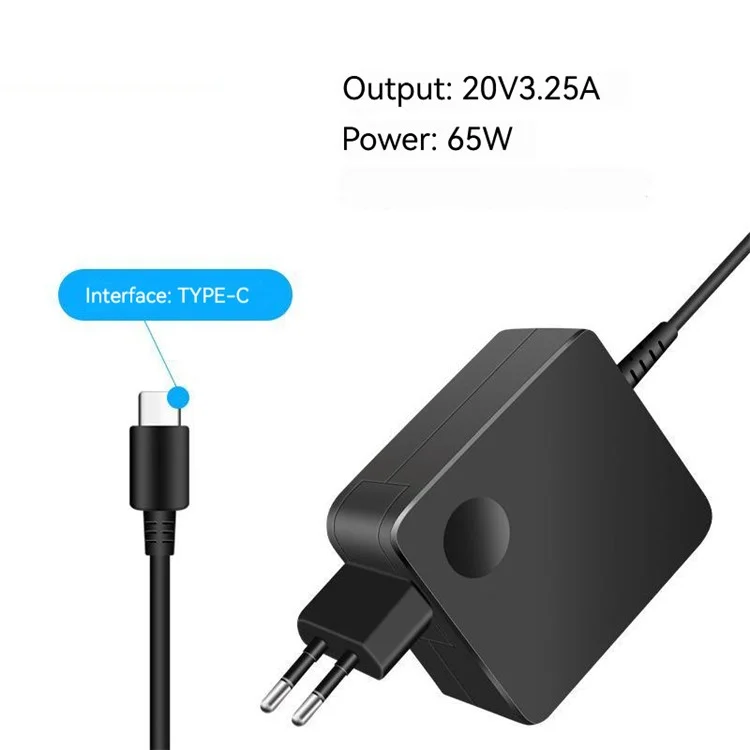 For Lenovo Thinkpad X1 Carbon / Yoga 20V 3.25A 65W USB Type-C AC Laptop Power Adapter 1.8m Cable - EU Plug