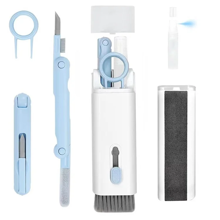 7-in-1 Bluetooth-compatible Earphone Cleaning Pen Phone Keyboard Dust Removal Brush Cleaning Tools Set - Blue