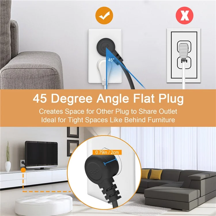 U8 US Plug Surge Protection Power Strip Charging Station Powerstrip with 8 Outlets