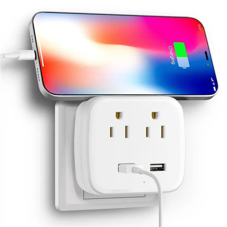 EL-03 US Plug Socket Extender 2 AC Outlets + 2 USB Ports Charging Socket