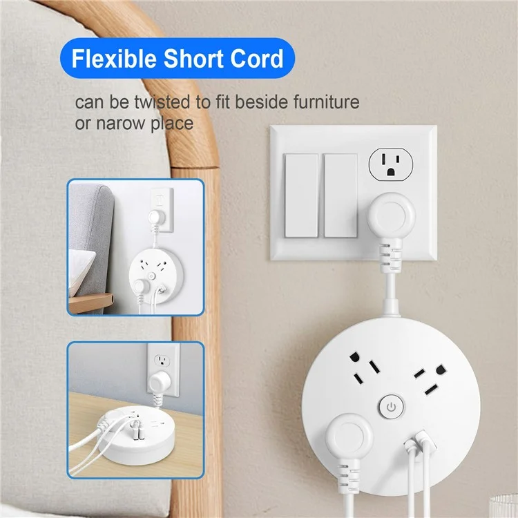 EL-13 US Pugl Pull Hanging Travel Power Strip 3 AC Tools 2 Estação de Carregamento Portátil USB