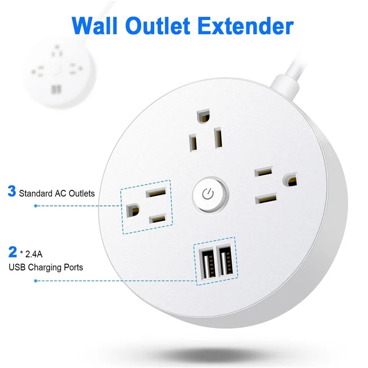 EL-13 US Pugl Pull Hanging Travel Power Strip 3 AC Tools 2 Estação de Carregamento Portátil USB