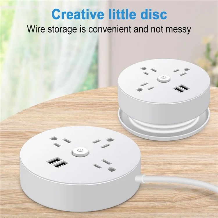 EL-13 3 AC + 2 Usb Small Disc Shape Power Strip Com Cabo de Extensão de 3,6 Pés, Plugue Dos Eua